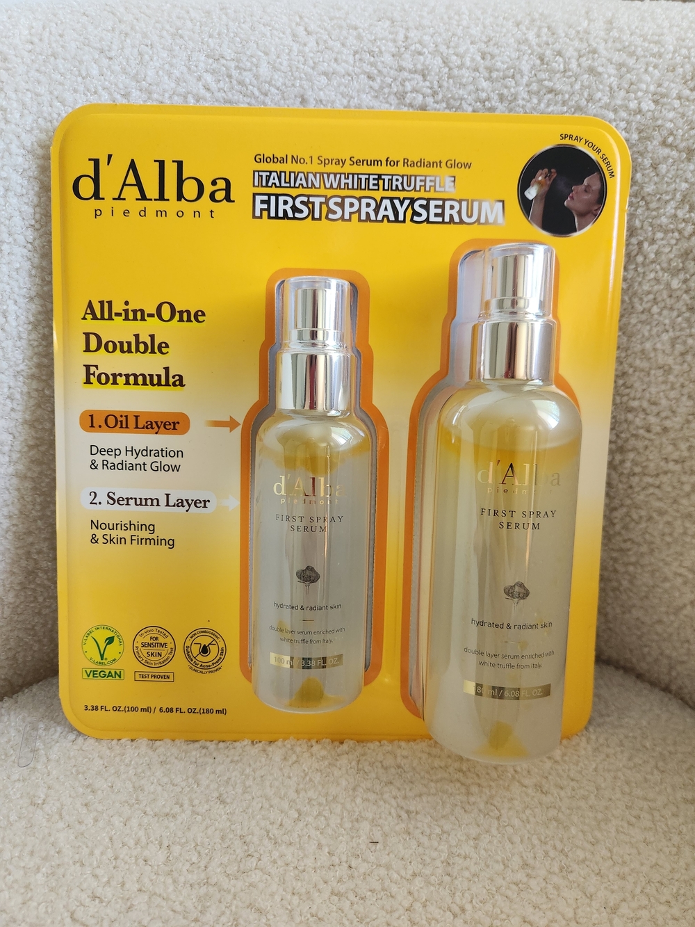 D'ALBA PIEDMONT Italian White Truffle First Spray Serum 6.08oz & 3.38oz